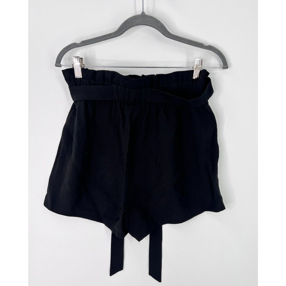 Gilli Tie Waist Paperbag Shorts W/ Pockets Black Women's Size Small - Picture 2 of 6